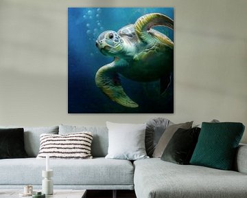 Bubbles la tortue de mer sur Silvio Schoisswohl