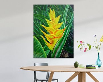 Geel heliconia bloem van Floris Betrouw