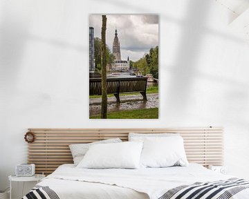 Blick auf den Hafen von Breda, Große Kirche Breda von Andre Gerbens