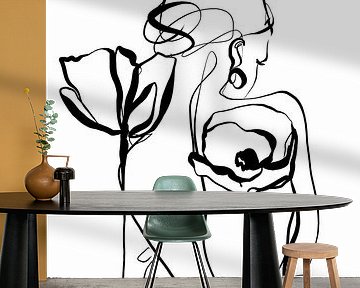 Woman With Poppies by Cats & Dotz