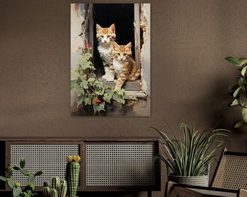 Cat poster art print "Cleo" and "Felix"