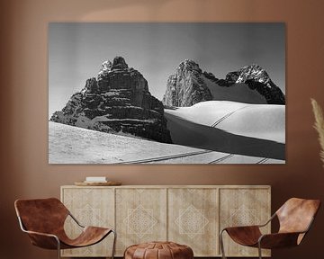 Le glacier du Dachstein en noir et blanc sur Christa Kramer