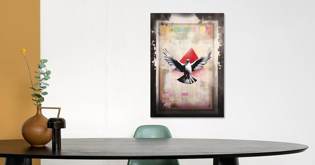 Banksy Kunstdruck „Bandagierter Herzballon“ Auf Leinwand – 76,2 X 50,8 Cm, Fertig Gerahmt