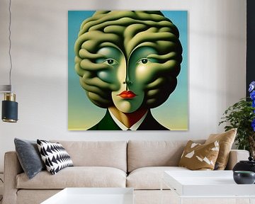 Tête de légume vue de face, une œuvre d'art surréaliste sur The Art Kroep