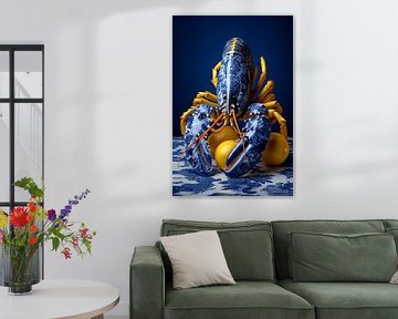 Lobster Luxe: Delft Blue Lobster with Lemons by Marianne Ottemann - OTTI