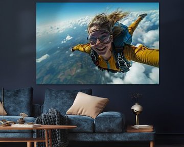 Junge Frau hat Spaß beim Fallschirmspringen von Animaflora PicsStock