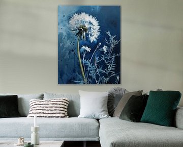 Dandelion in front of an indigo blue background by Studio Allee