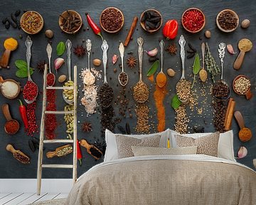 Colourful selection of exotic spices on a slate plate I by Photo Art Thomas Klee