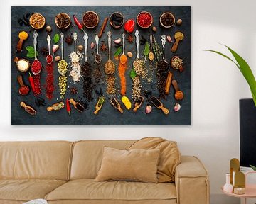 Colourful selection of exotic spices on a slate plate by Photo Art Thomas Klee