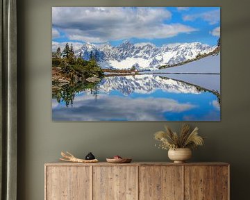 Winter reflection in the mirror lake on the Reiteralm by Christa Kramer