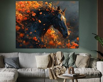 Fiery Gallop | orange | cheval | noir sur Eva Lee