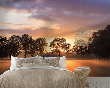 Sunrise in the field near the Roffelaarskade Woudenberg - Grebbelinie - Gelderse Vallei by Sjaak den Breeje