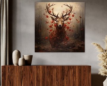 Stag in flowers by TheXclusive Art
