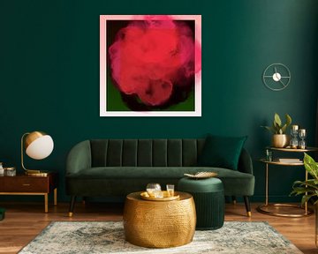 Pop of color. Neon and pastel abstract art in red, pink, dark green by Dina Dankers
