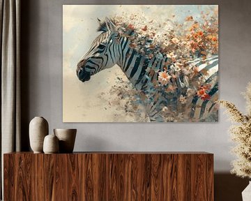 Zebra im Blütenwind von Eva Lee