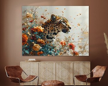 Le léopard dans la splendeur florale sur Eva Lee