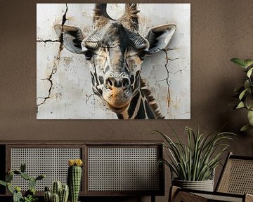 Scheuren van Realiteit: Giraffe portret van Eva Lee