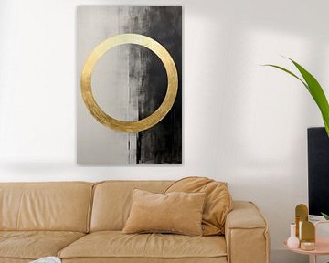 Asian abstraction with golden circle
