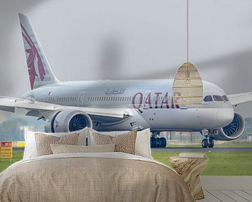 Landende Qatar Airways Boeing 787-8 Dreamliner. van Jaap van den Berg