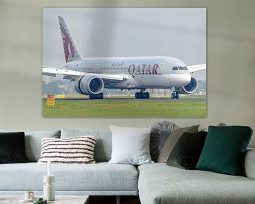 Landende Qatar Airways Boeing 787-8 Dreamliner. van Jaap van den Berg