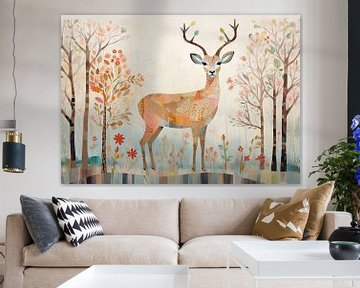 Woodland Deer Malerei von De Mooiste Kunst