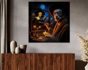 Salvador Dali paints Rembrandt van Rijn by Digital Art Nederland