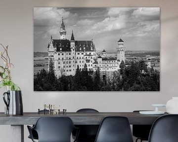 Schloss Neuschwanstein in Schwarz und Weiß