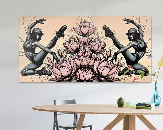 Voorbeeld van het werk in een kamer