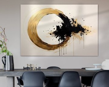 Abstracte explosie in goud en zwart van Digitale Schilderijen