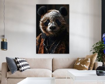 Portrait d'un panda avec des vêtements sur Digitale Schilderijen