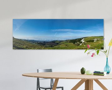 Germany, XXL Panorama view on schauinsland mountain in beautiful black forest winter mood by adventure-photos