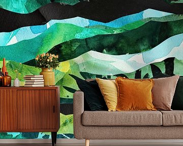 Aquarell Harmonie: Grüntöne in Bewegung