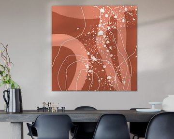 Abstract organic lines and shapes in terracotta and pink no. 1 by Dina Dankers