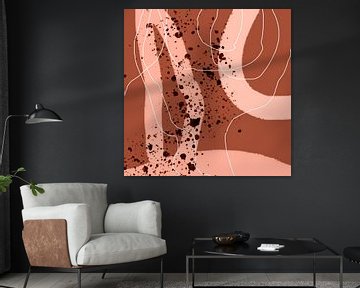 Abstract organic lines and shapes in terracotta and pink no. 2 by Dina Dankers