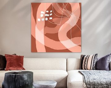 Abstract organic lines and shapes in terracotta and pink no. 3 by Dina Dankers