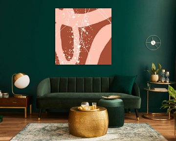 Abstract organic lines and shapes in terracotta and pink no. 4 by Dina Dankers