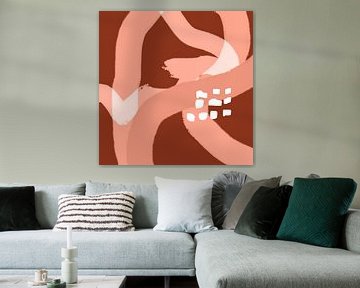 Abstract organic lines and shapes in terracotta and pink no. 7 by Dina Dankers