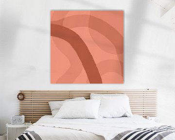 Abstract organic lines and shapes in terracotta and pink no. 8 by Dina Dankers