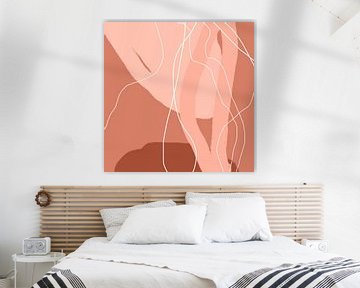 Abstract organic lines and shapes in terracotta and pink no. 9 by Dina Dankers