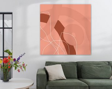 Abstract organic lines and shapes in terracotta and pink no. 10 by Dina Dankers