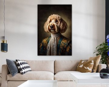 Portrait de la Renaissance chien doodle sur Ellen Van Loon