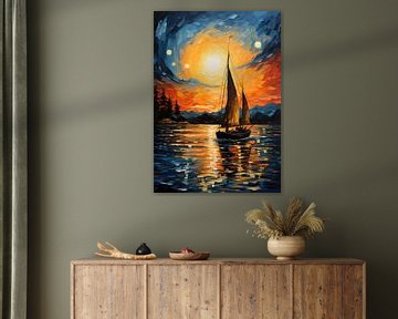 Segelboot Segelschiff Boot Maritim Meer Poster Kunstdruck von Niklas Maximilian