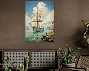 Sailboat Sailing Ship Boat Maritime Sea Poster Art Print by Niklas Maximilian