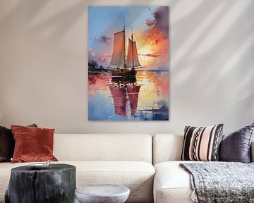 Zeilboot Zeilboot Maritiem Zee Poster Kunstdruk van Niklas Maximilian