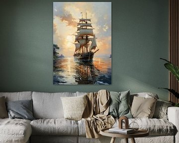 Sailboat Sailing Ship Boat Maritime Sea Poster Art Print by Niklas Maximilian