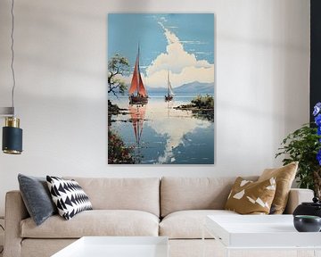 Segelboot Segelschiff Boot Maritim Meer Poster Kunstdruck von Niklas Maximilian