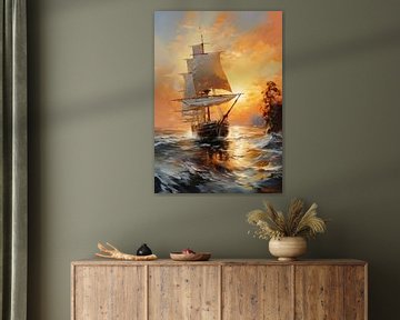 Sailboat Sailing Ship Boat Maritime Sea Poster Art Print by Niklas Maximilian