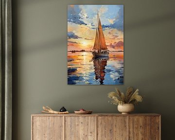 Sailboat Sailing Ship Boat Maritime Sea Poster Art Print by Niklas Maximilian