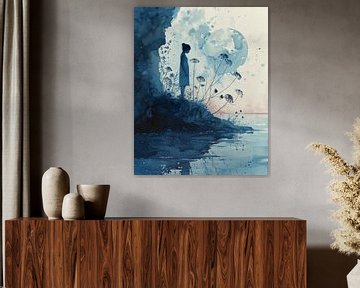 Botanisch portret in kobalt blauw van Carla Van Iersel