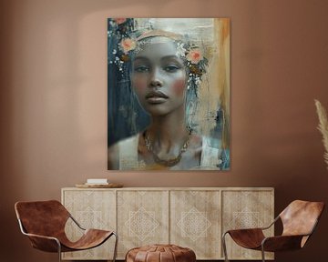 Modern portrait "Flower girl" by Carla Van Iersel